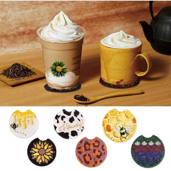 Galaxy Moon & Stars Resin Car Coaster Set - Picture 10 of 11